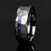 Galaxy Style Men's Wedding Band Faceted Black Ceramic Copperbeard Jewelry